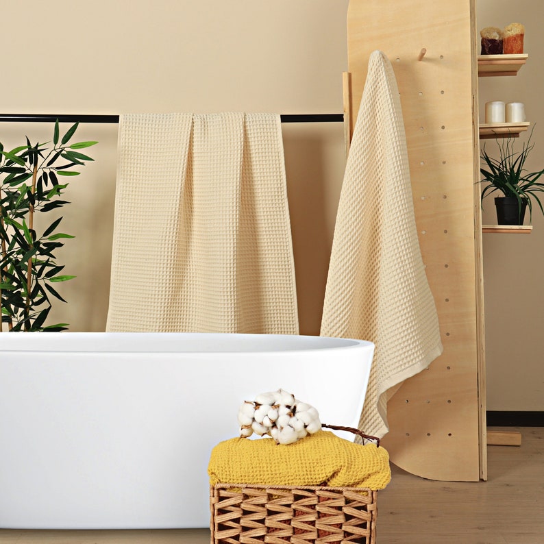 Waffle Bath Towels 100% Turkish Organic Cotton Bath Towel Decorative Luxury Absorbent Quick Dry image 9