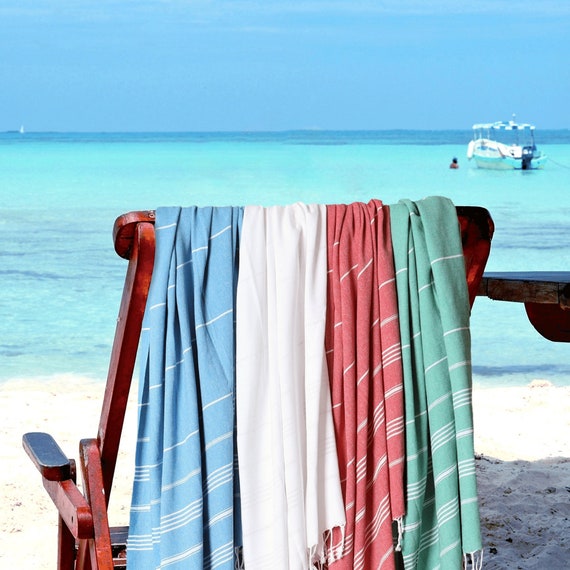 2 Packs Cotton Turkish Beach Towels Quick Dry Sand Free Oversized