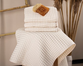 100% Organic Cotton Waffle Towels for Hand and Kitchen