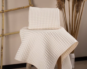 Waffle Towels - Kitchen and Hand Towels - Premium 100% Turkish Organic Cotton Honeycomb Towels - Luxury, Extra Soft, High-quality, Absorbent