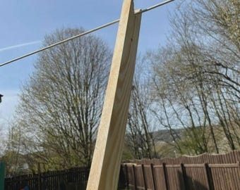 LONG Handmade Wooden Extendable Clothes Line Prop Pole (1.35m / Extended Height 2.44m)