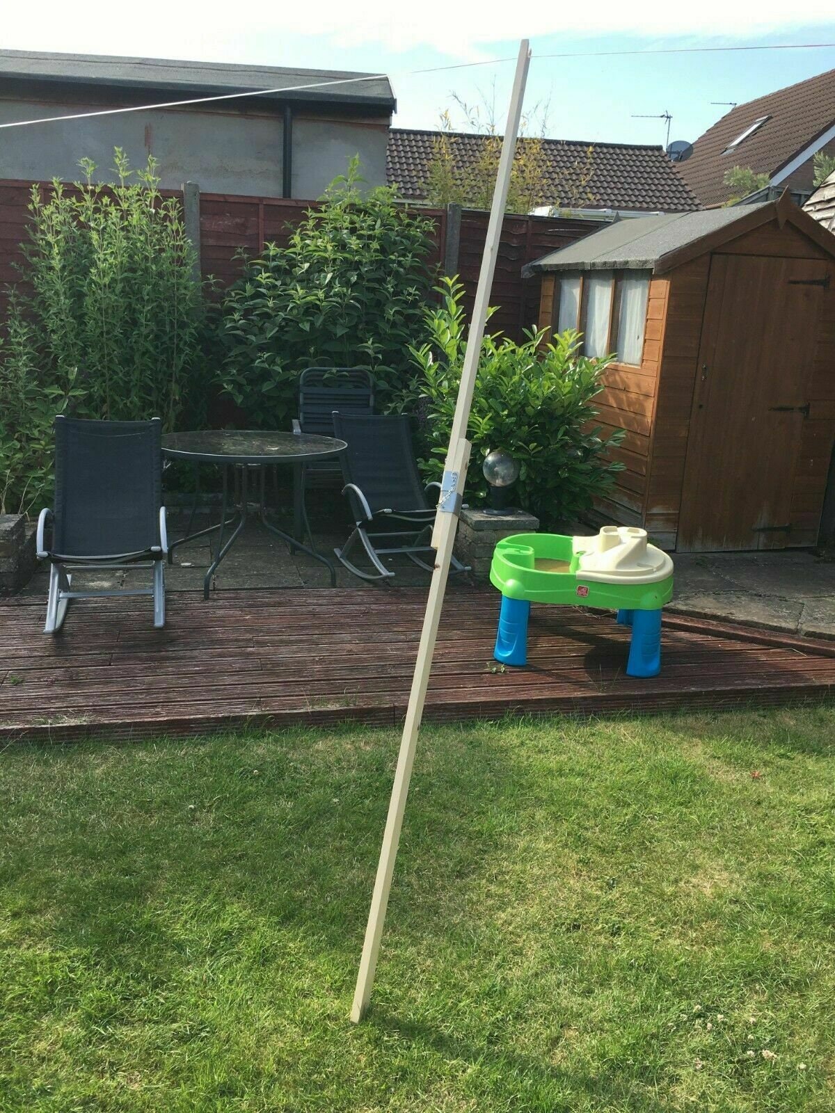 Wooden Extendable Washing Line Prop Pole UK Handmade Natural Wood