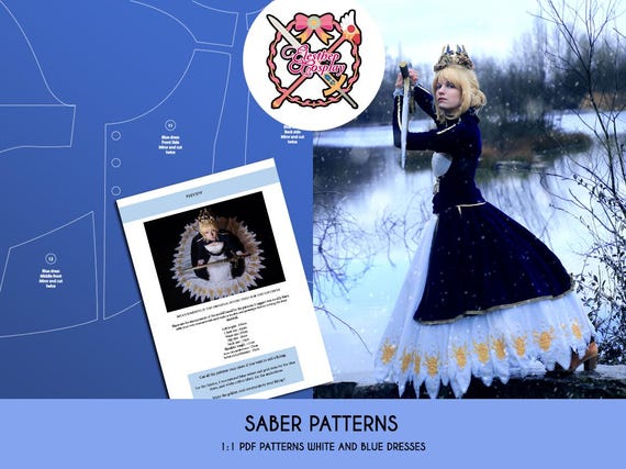 fate saber blue dress Saber - Fate/stay Night - White and Blue Dresses - PDF Patterns