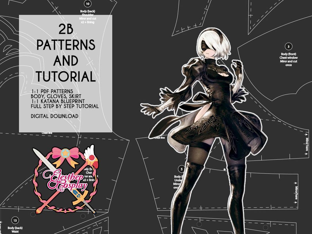 Nier Automata 2B Cosplay Patterns and Tutorial - Etsy