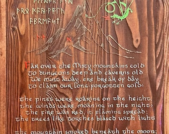 Poem- "Far Over The Misty Mountains..." - Sign and Fan Art