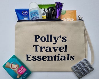 Travel Essentials Pouch, Personalised Survival Kit for all of your Essential Items - Snacks, Wires, Documents, Skincare