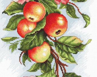 Kit Punto Croce Per Adulti - Motivo Vaso Con Rose E Mirtilli, 35x35 Cm, 61 Colori, Fili Di Cotone Luca-S