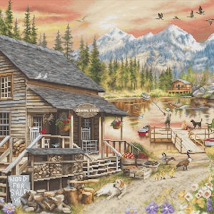 Cross Stitch Kit Luca-S GOLD Collection - Log Cabin General Store, B2413