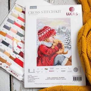 Cross Stitch Kit Luca-S - Girl Kissing Puppy, BU5027 image 3