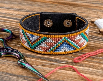 Bracelet Needlecraft Kit - Cross Stitch Kits on Leather
