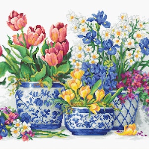 Cross Stitch Kit Luca-S - Spring flowers, B2386