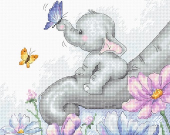 Cross Stitch Kit Luca-S - Elephant with Butterfly, B1183