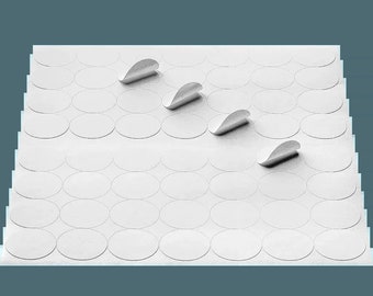May include: A sheet of white paper with 72 round stickers, each with a peel-off backing. Three stickers are partially peeled off, revealing the adhesive.