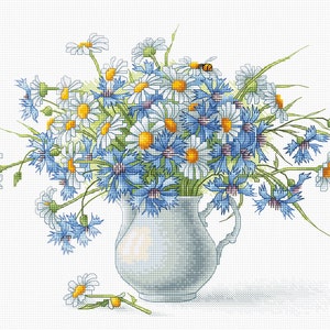 Cross Stitch Kit Luca-S - Cornflowers and Chamomiles, B2275