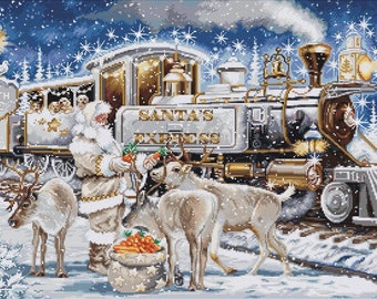 Cross Stitch Kit Luca-S Gold - Santa's Express White, BU5038