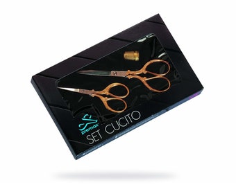 3 Pcs. Sewing Scissors Set Gold Handles In Gift Box