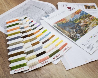 Lucas B7018 Kreuzstich-Set – Frühlingsstrauß Design, Inkl. Stoff, Fäden & Nadel