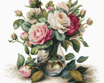 Cross Stitch Kit Luca-S - B7026, Vase with Roses