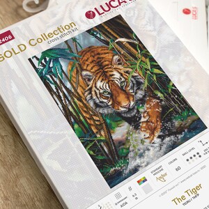Luca-S Kreuzstichset „Der Tiger“ – 24,5x36 Cm, Mit Aida-14-Stoff, Anchor-Garn, Anleitung In 5 Sprachen
