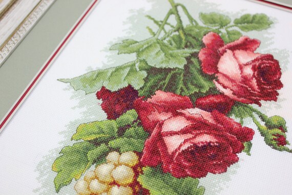 Cross Stitch Kit Luca-s - Red Roses and Grapes, B2229 - Etsy