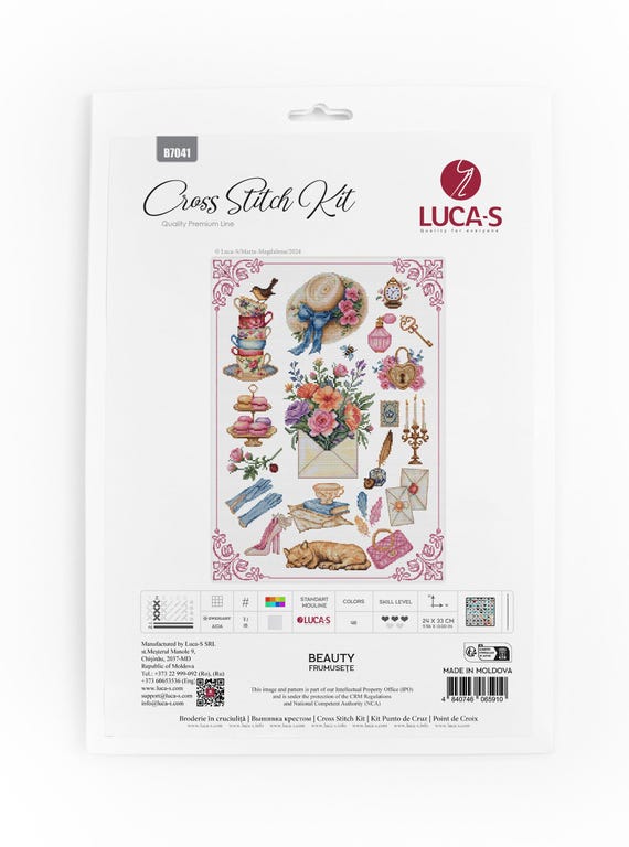 Kit Point De Croix Compté 'La Jeune Fille à La Perle' - Toile Aïda 7,2 Noire 41x27 Cm, Fils Anchor, Diagramme Inclus - 8