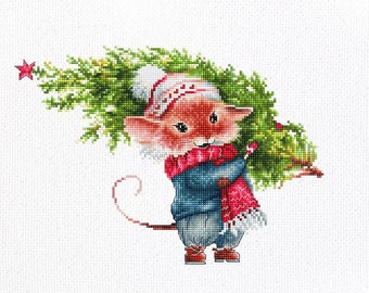 Cross Stitch Kit Luca-S - Mouse with fir tree, B1169