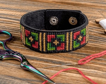 Bracelet Needlecraft Kit - Cross Stitch Kits on Leather