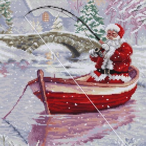 Needlecraft Pattern Luca-S - PDF Cross Stitch Pattern - Santa Fishing