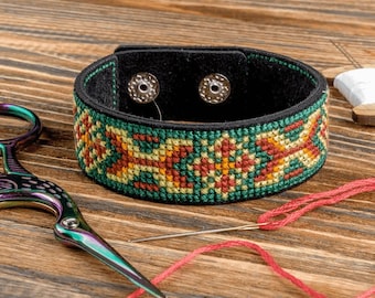 Bracelet Needlecraft Kit - Cross Stitch Kits on Leather