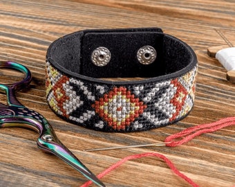 Bracelet Needlecraft Kit - Cross Stitch Kits on Leather