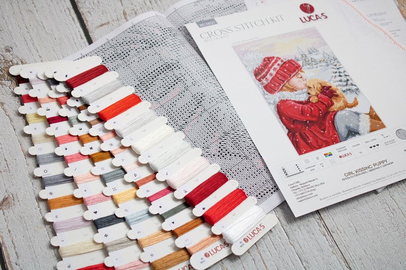 Cross Stitch Kit Luca-S - Girl Kissing Puppy, BU5027 image 4