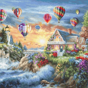 Petit Point Kit Luca-S - Balloons over Sunset Cove, G614