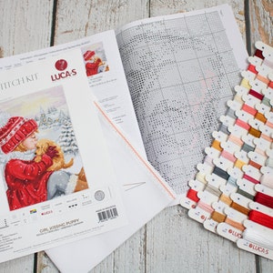 Cross Stitch Kit Luca-S - Girl Kissing Puppy, BU5027 image 6