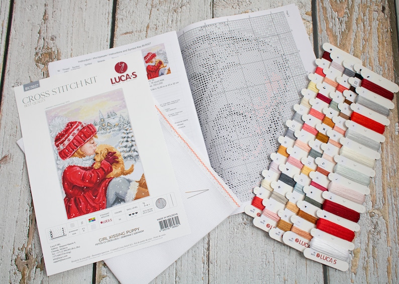 Cross Stitch Kit Luca-S - Girl Kissing Puppy, BU5027 image 6