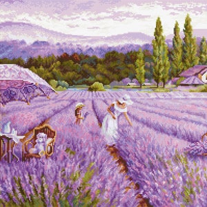 Cross Stitch Kit Luca-S - Lavender field, Gold Collection, BU5008