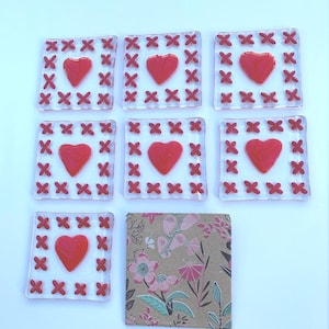Gesmolten glas Love You-"kaart" zonder woorden. Vierkante 6 cm met kleine envelop