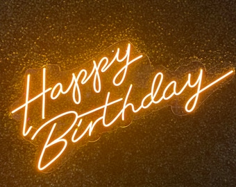 Happy Birthday Neon Sign - Gold