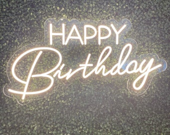 Happy Birthday Neon Sign - Mixed Fonts