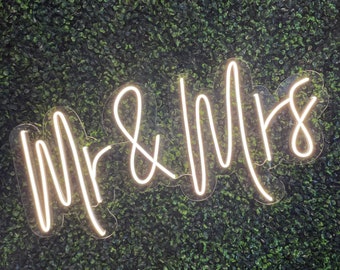 Mr & Mrs Neon Sign - White