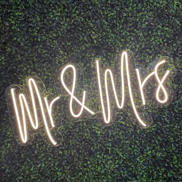 Mr & Mrs Neon Sign - White