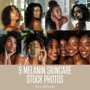 Skincare Stock Photos, Black Women Stock Photo, Melanin Skincare, AI Stock Photos, Instant Download, AI Photography, Aesthetic Skincare