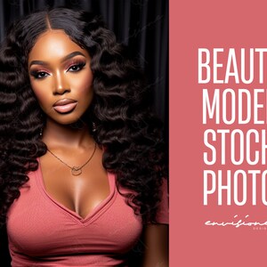 Beauty Stock Photo, Hair Stock Photo, Beauty Model, Instant Download, AI Photography, Makeup Stock Photo, Wig Hair Photo, Pink Branding, MUA