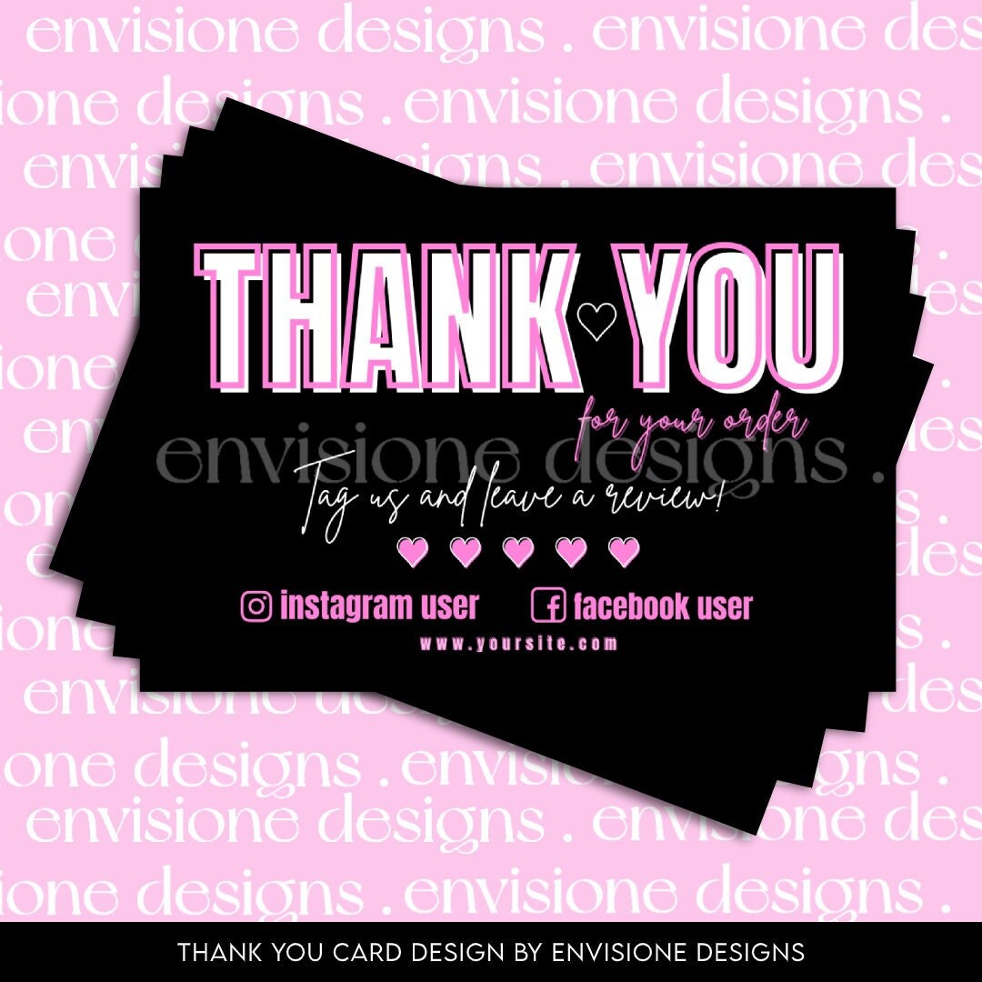 DIY Pink Thank You Card Canva Template (digital Download) - Etsy