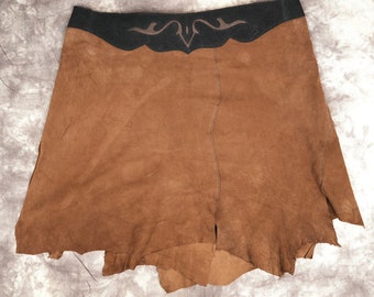 Handmade Leather Dark Brown Skirt For Women and Girls