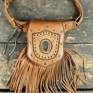 Handmade Leather Waist Bag with Adjustable Belt, Festival Fanny Pack, Leather Hip Bag, Gift for her.