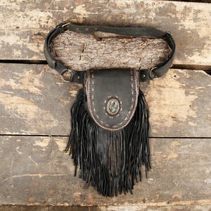 Handmade Leather Waist Bag with Adjustable Belt || Festival Fanny Pack || Leather Hip Bag with gemstone || For Unisex ||