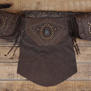 Handgemachte Leder Rock Gürteltasche mit Edelstein, Taille Tasche, Beutel Gürtel, Festival Bauchtasche