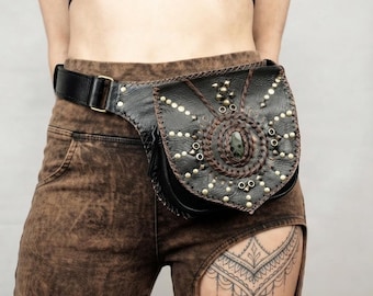 Handmade Leather Waist Bag with Adjustable Belt || Festival Fanny Pack || Leather Hip Bag || Gift for her & Bag for unisex ||