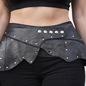 Handmade Leather Mini Skirt and Belt, Festival Fanny Pack, Leather Skirt Belt, Gift for her, Stylish Wear, Trendy Fashion,