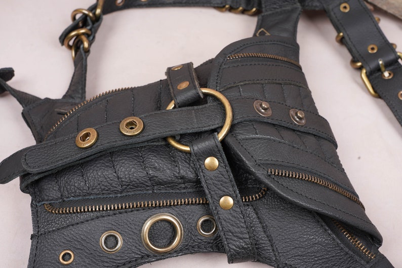 Handmade Leather leg bag / Tied Leg / Adjustable Strap / Motard / Steampunk for Women & Men image 7